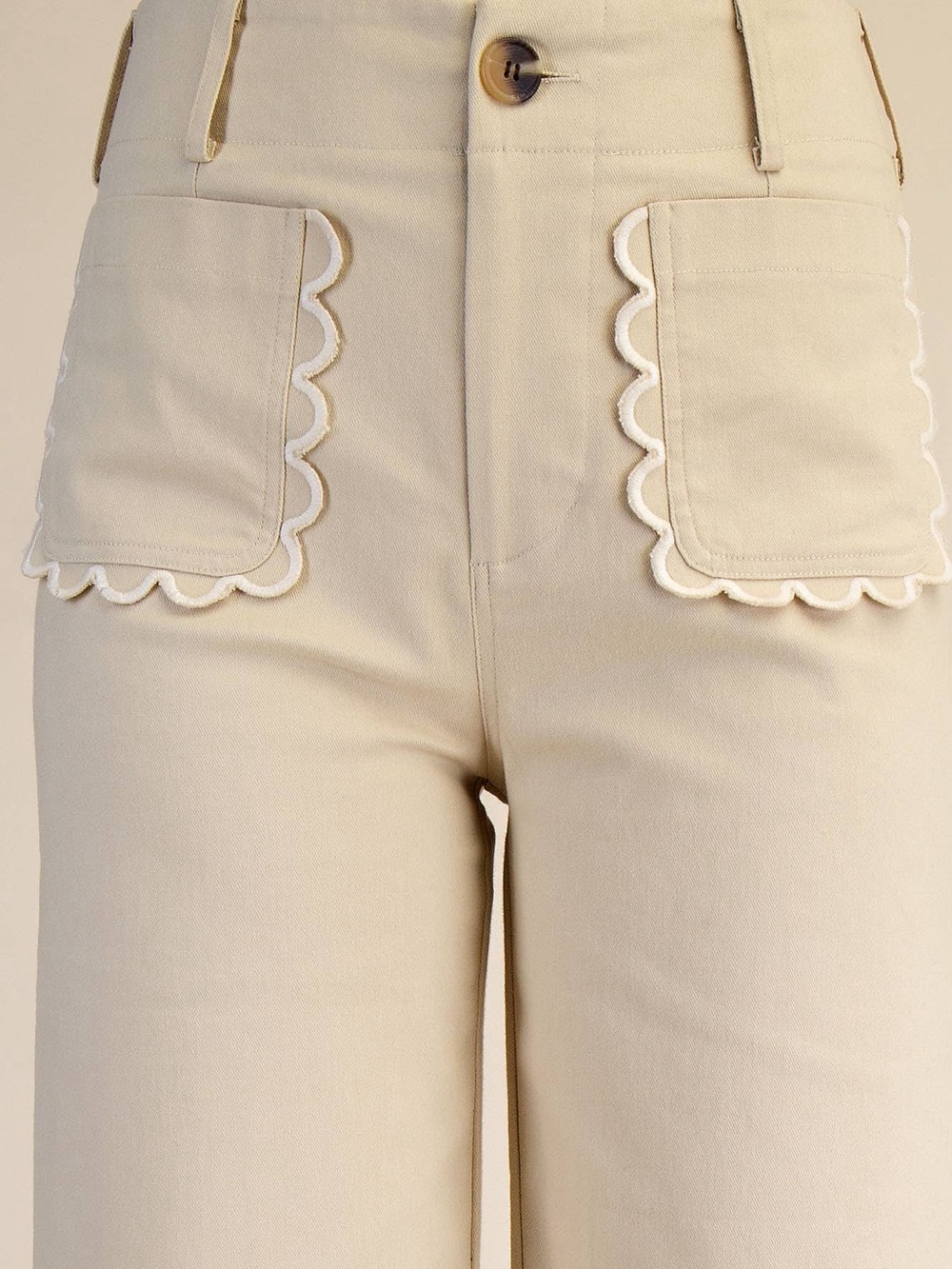 NWT Colette Scalloped Pocket Wide-Leg Pants Large